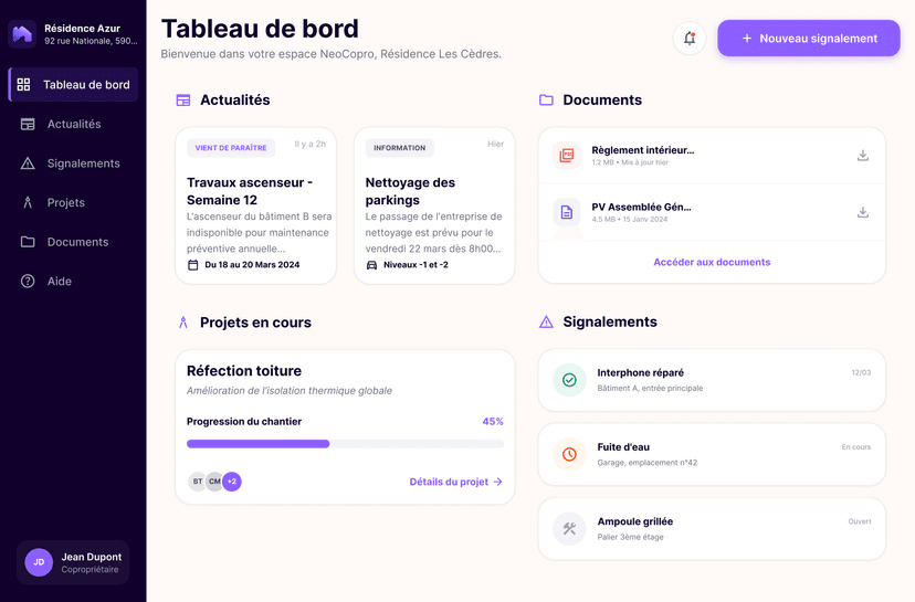 L'application NeoCopro côté copropriété